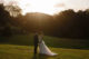 bride and groom in sunset