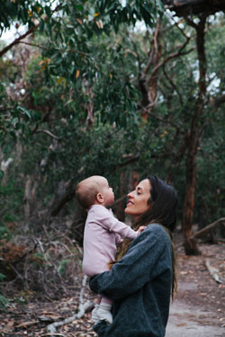 mother and son in the bush